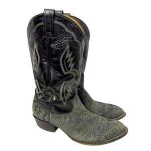 Tony Lama Textured Two-Toned Leather Cowboy Boot - 15.5 B